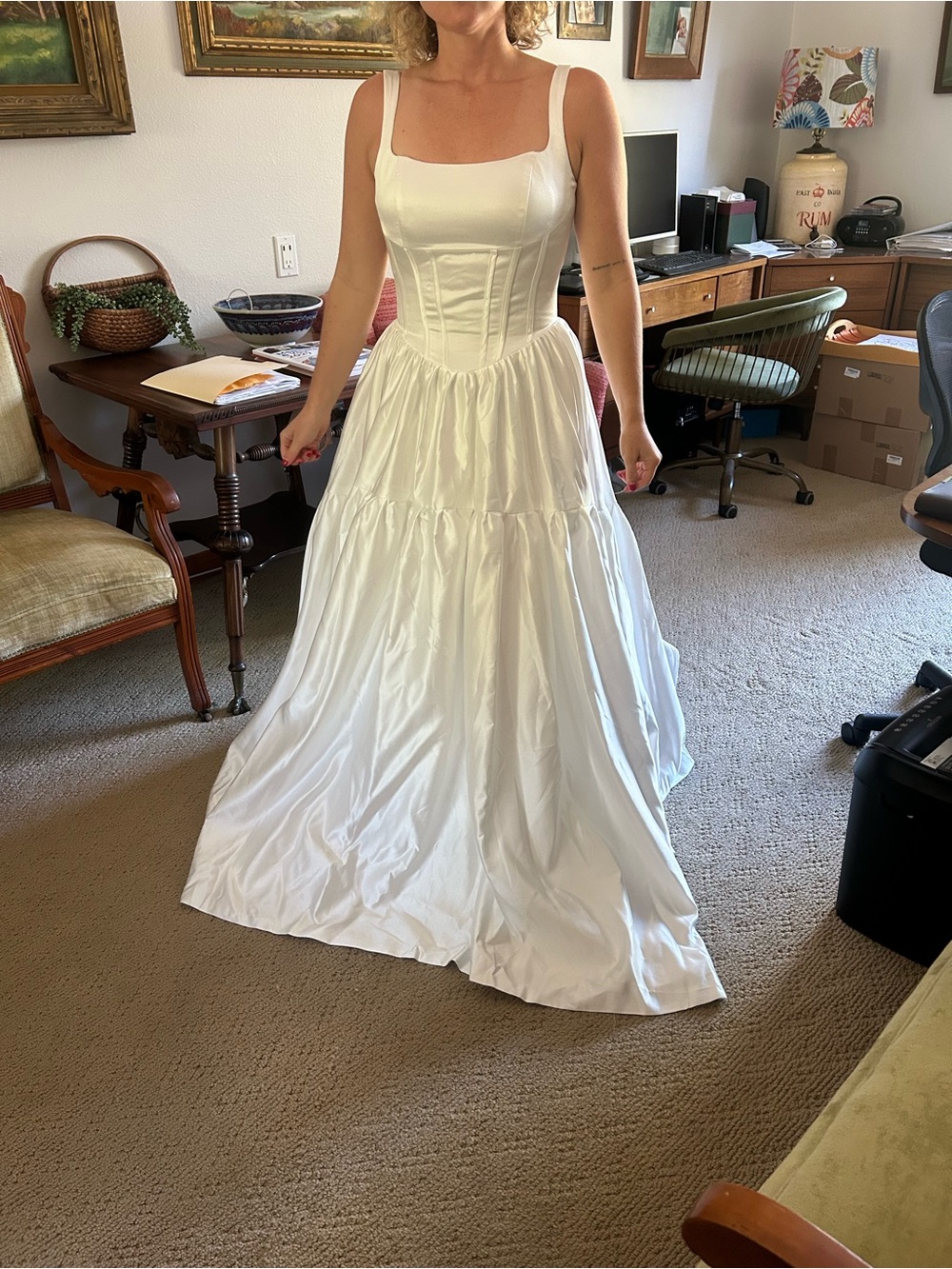Corset Bodice Ivory/White Wedding Dress - Sleeveless Tiered Skirt